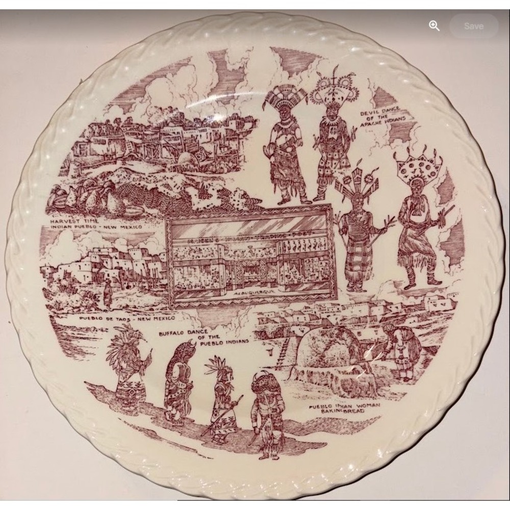 Vintage Vernon Kilns Pueblo Indians New Mexico Transferware Plate Maisel's Post